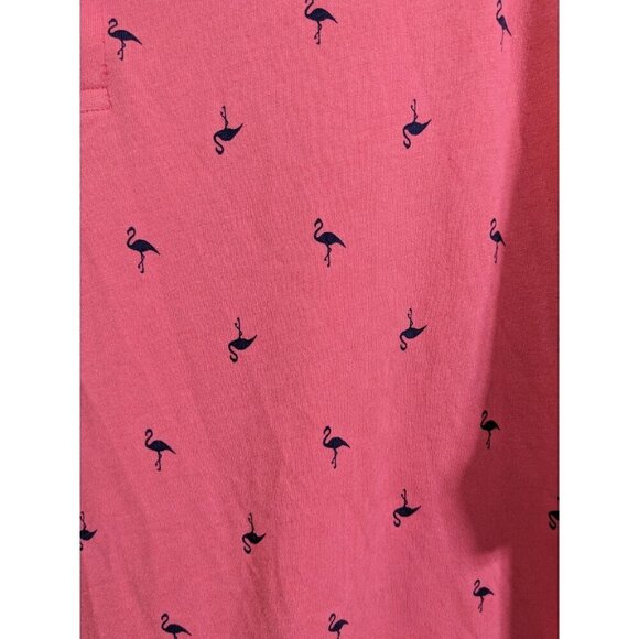 Old Navy Mens Polo Golf Shirt XXL Orange Flamingo Print Short Sleeve Stretch Fun - Picture 3 of 5
